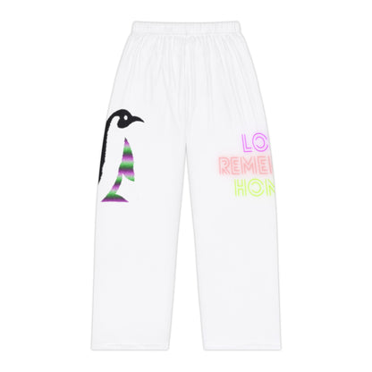 Women's Pajama Pants: Crazy Penguin World Logo White