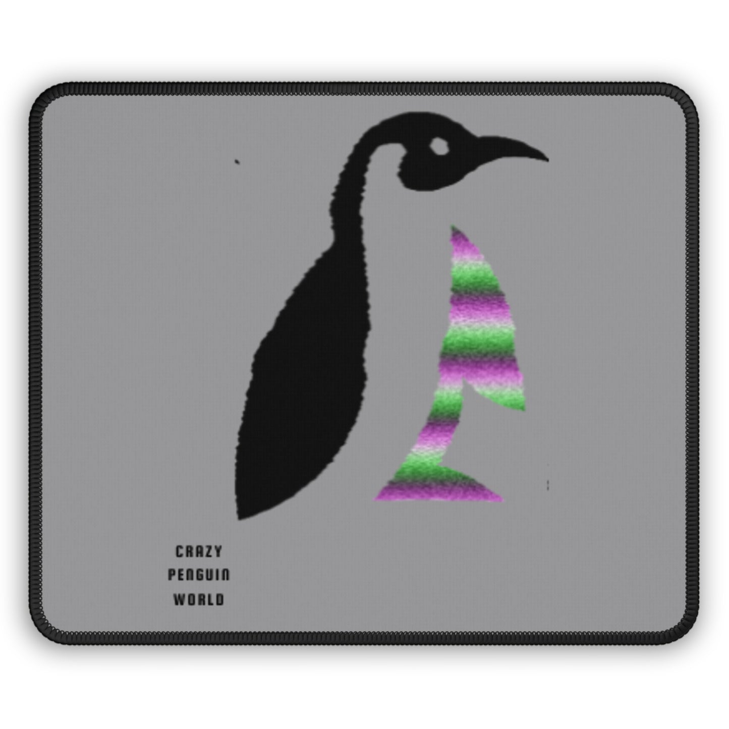 Gaming Mouse Pad: Crazy Penguin World Logo Grey