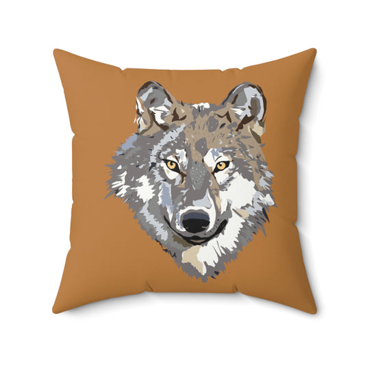 Spun Polyester Square Pillow: Wolves Lite Brown
