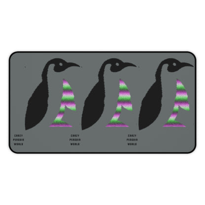 Desk Mat: Crazy Penguin World Logo Dark Grey