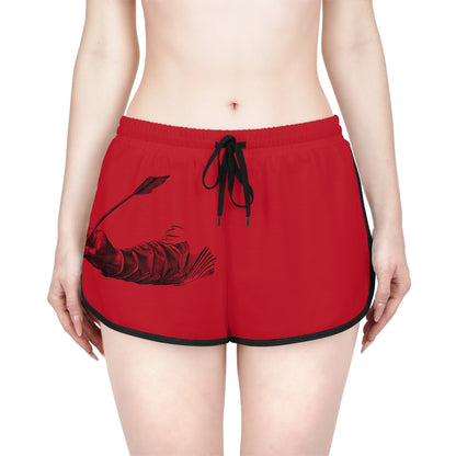 Women's Relaxed Shorts: Writing Dark Red