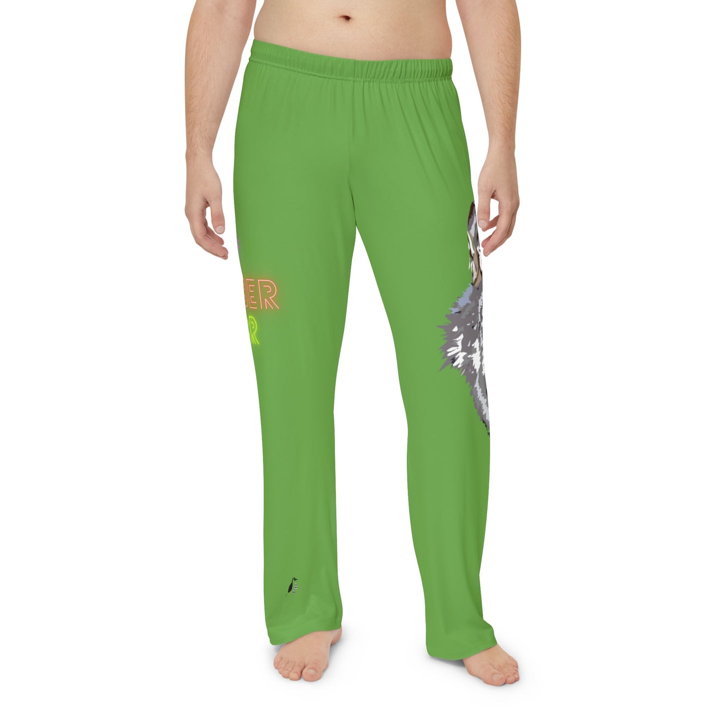 Men's Pajama Pants: Wolves Green