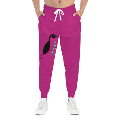 Athletic Joggers: Crazy Penguin World Logo Pink