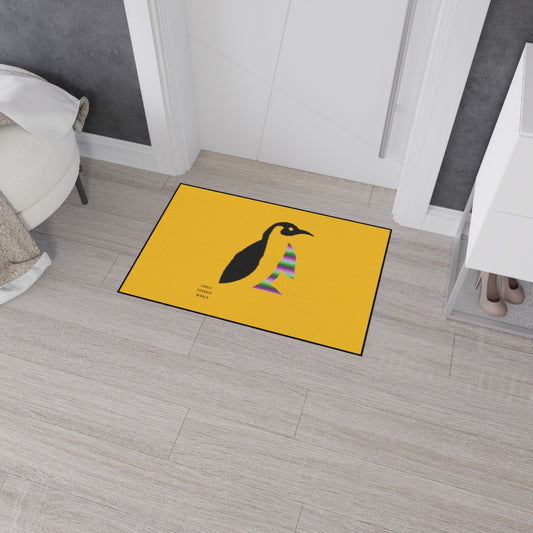 Heavy Duty Floor Mat: Crazy Penguin World Logo Yellow