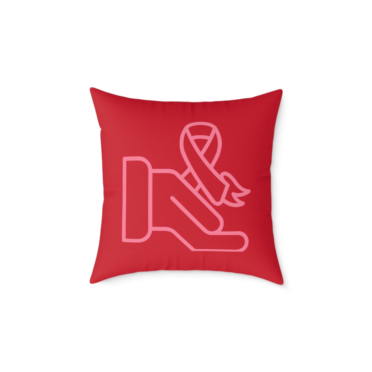 Spun Polyester Pillow: Fight Cancer Dark Red