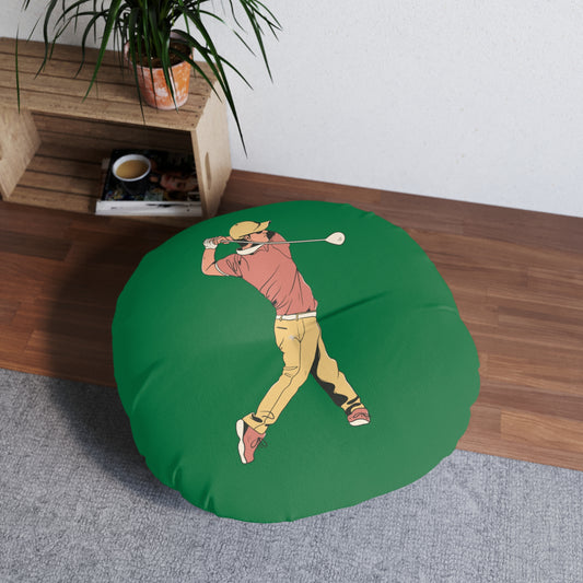 Tufted Floor Pillow, Round: Golf Dark Green