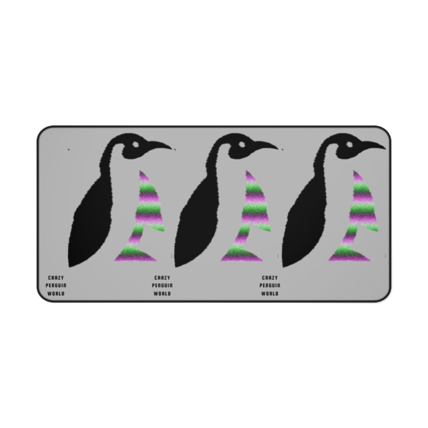 Desk Mat: Crazy Penguin World Logo Lite Grey