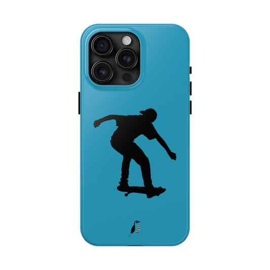 Tough Phone Cases (for iPhones): Skateboarding Turquoise