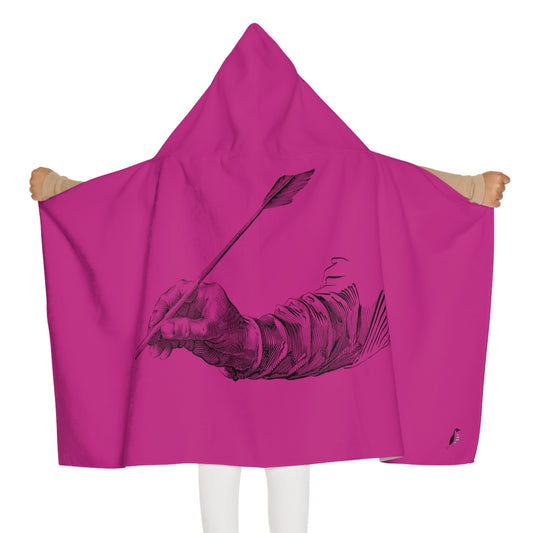 Youth Hooded Towel: Writing Pink