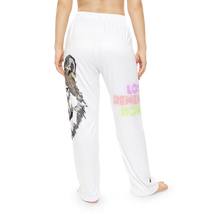 Pambabaeng Pajama Pantalon: Wolves White 