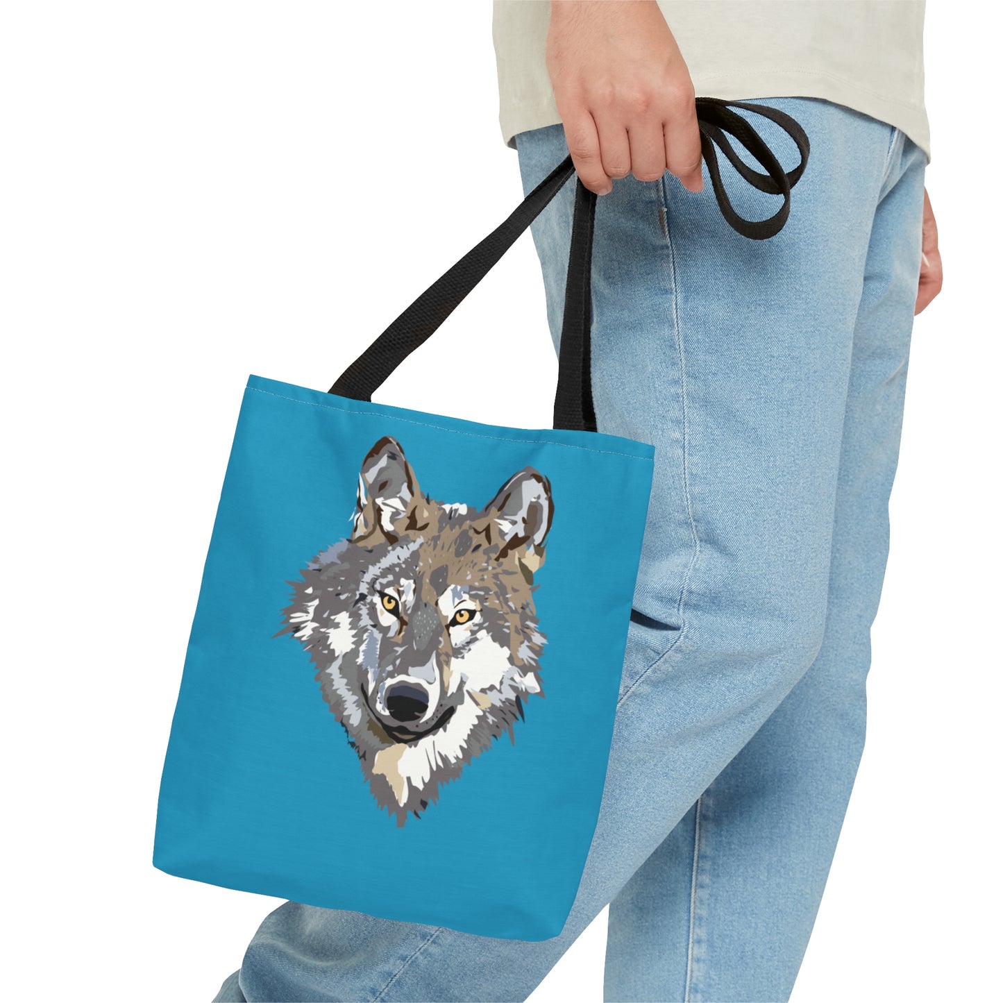 Tote Bag: Wolves Turquoise