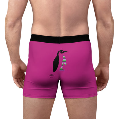 Men's Boxer Briefs: Crazy Penguin World Logo Pink