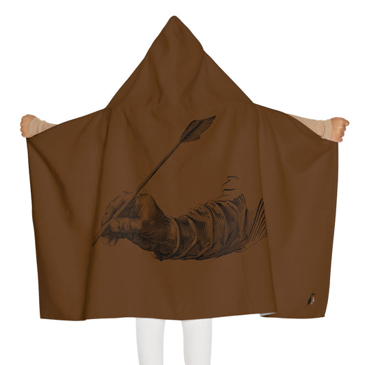 Youth Hooded Towel: Writing Brown