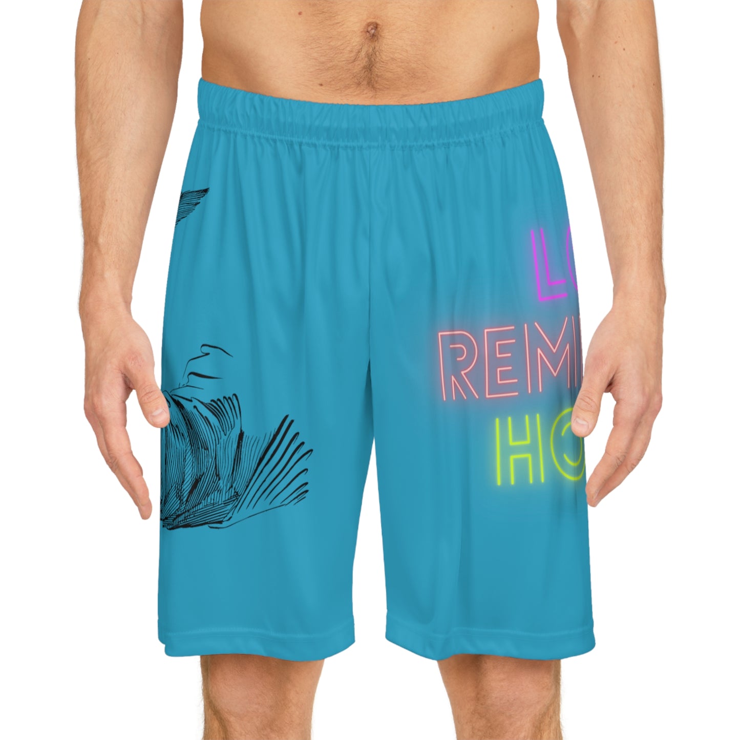 Basketball Shorts: Writing Turquoise