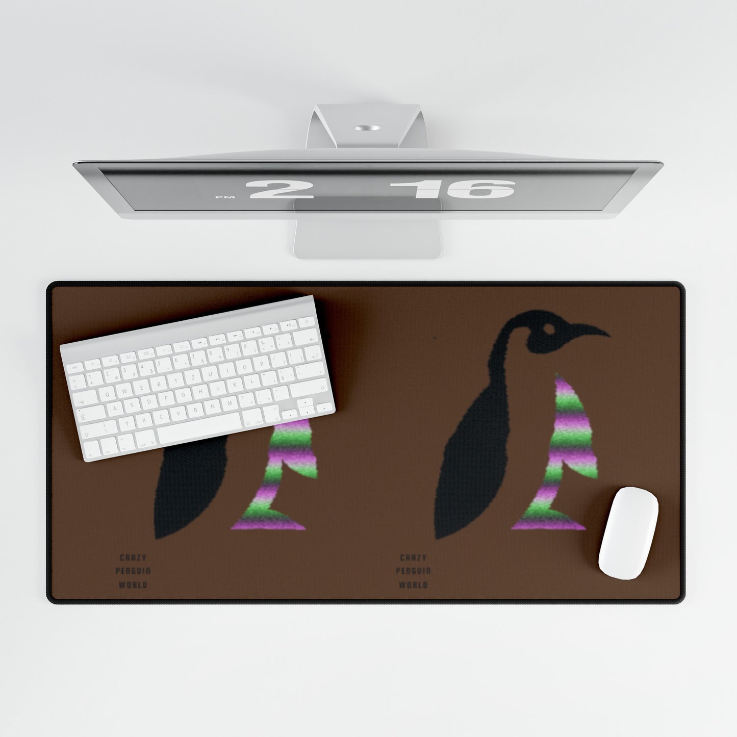 Desk Mats: Crazy Penguin World Logo Brown