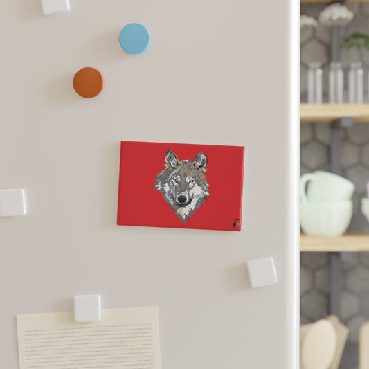 Button Magnet, Rectangle (1 & 10 pcs): Wolves Red