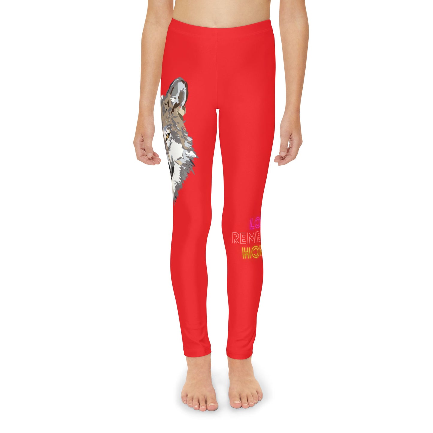 Youth Full-Length Leggings: Wolves Red