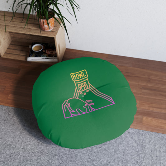 Tufted Floor Pillow, Round: Bowling Dark Green