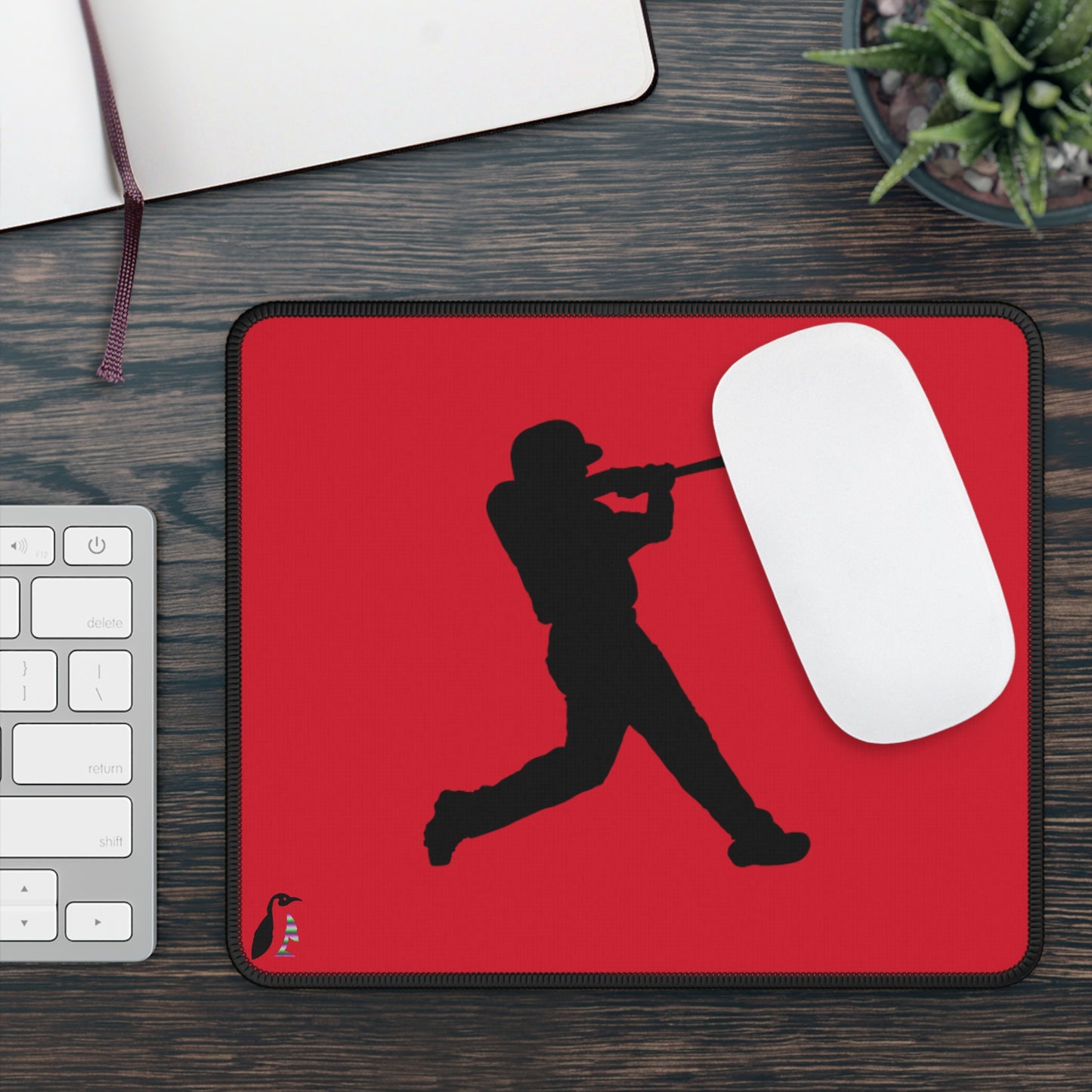 Gaming Mouse Pad: Baseball Dark Red