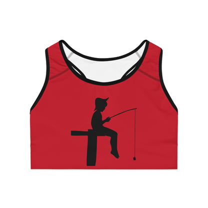 Sports Bra: Fishing Dark Red