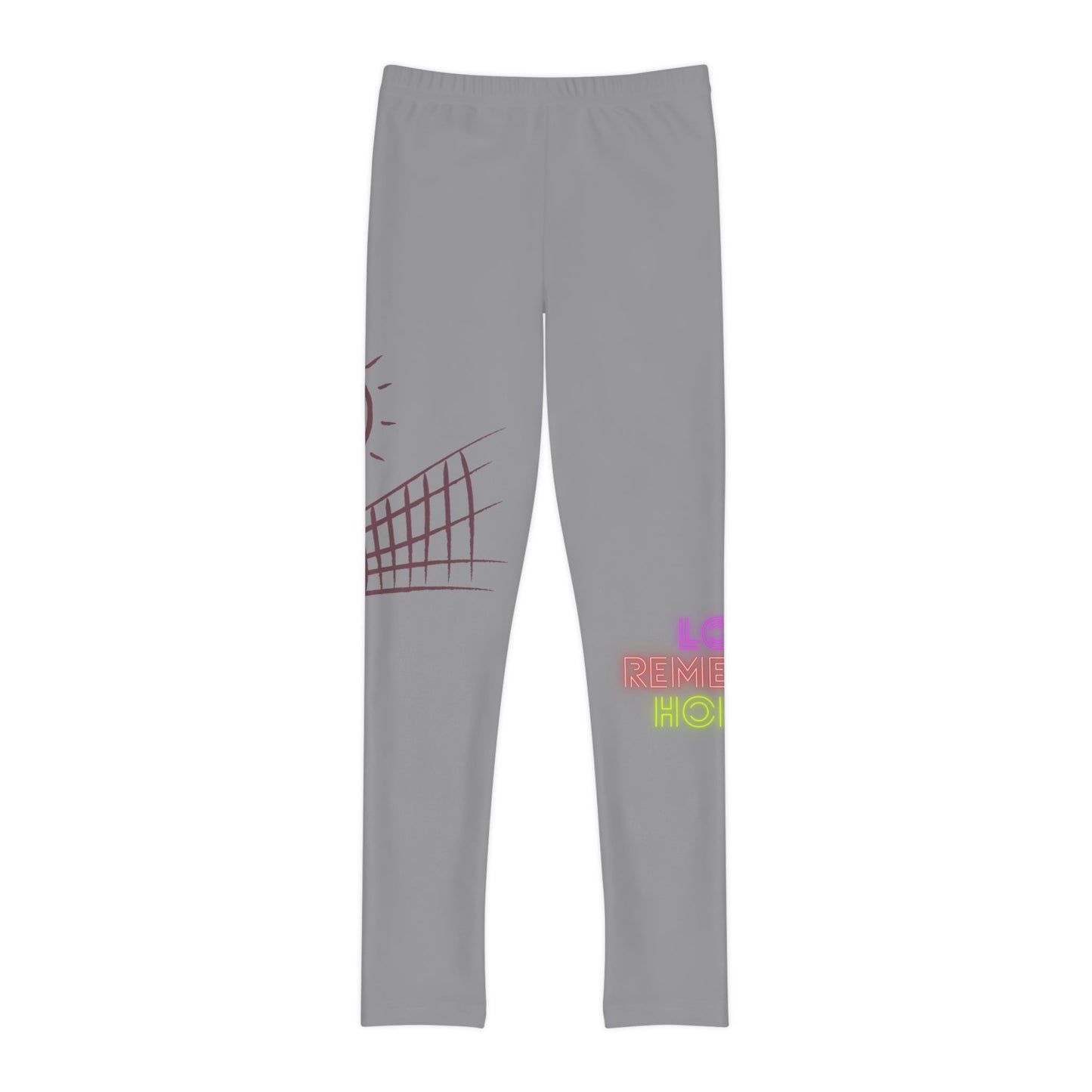 Youth Full-Length Leggings: Volleyball Grey