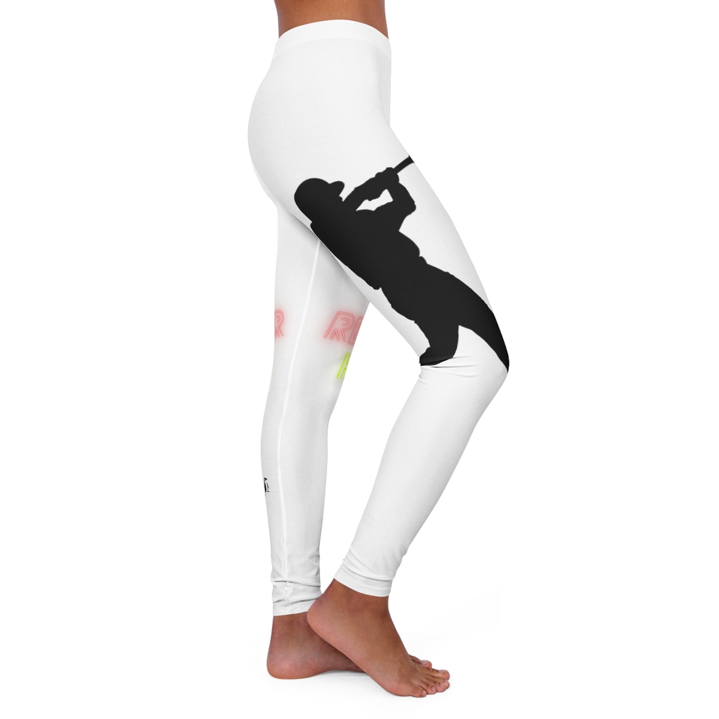 Women's Spandex Leggings: Baseball White