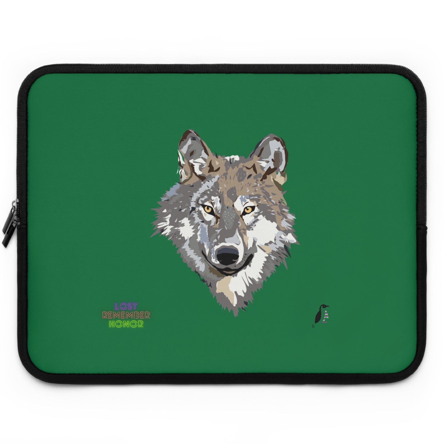 Laptop Sleeve: Wolves Dark Green