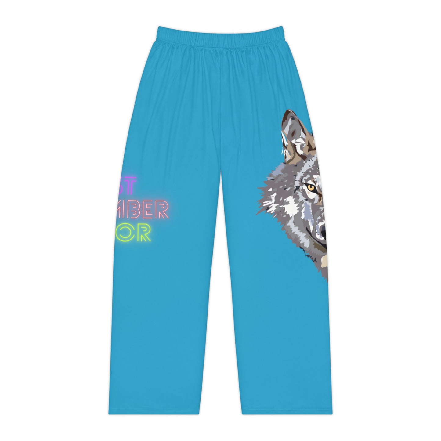 Pambabaeng Pajama Pants: Wolves Turquoise 