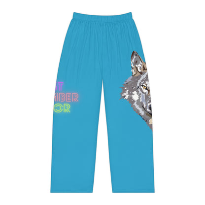 Pambabaeng Pajama Pants: Wolves Turquoise 