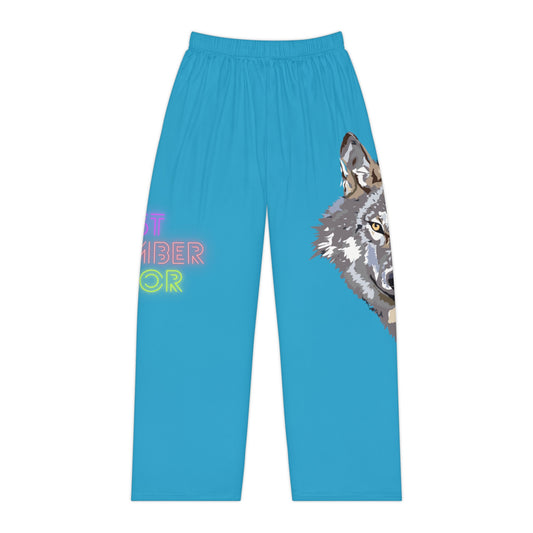 Women's Pajama Pants: Wolves Turquoise