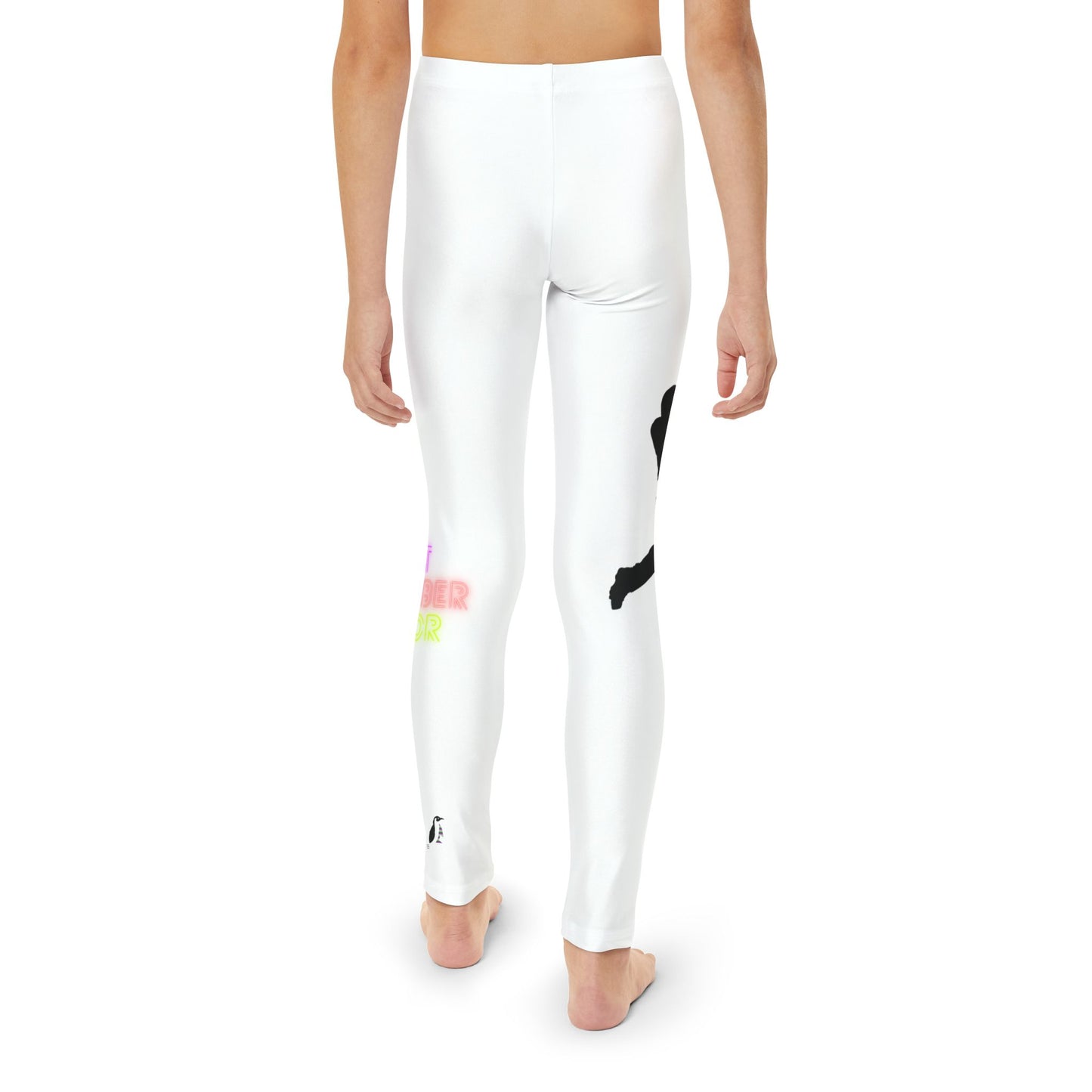 Youth Full-Length Leggings: Baseball White