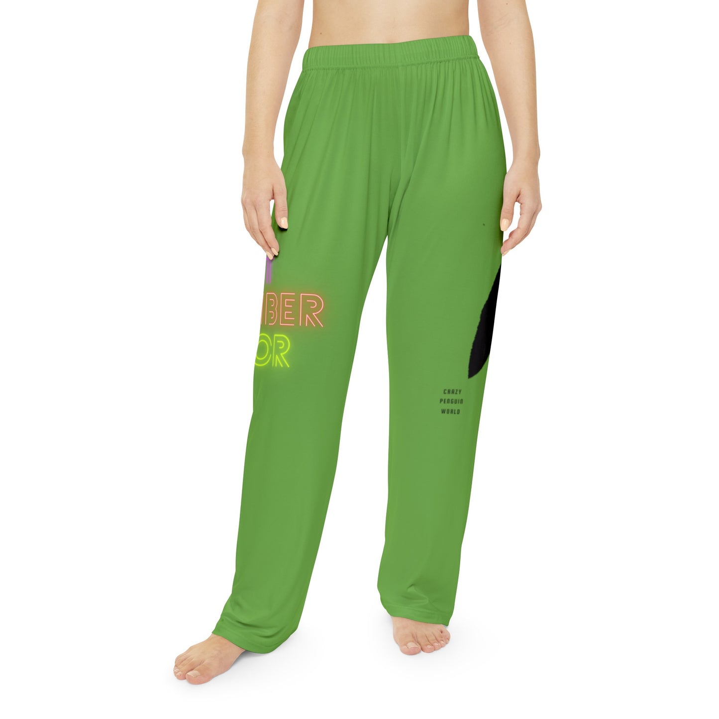 Women's Pajama Pants: Crazy Penguin World Logo Green