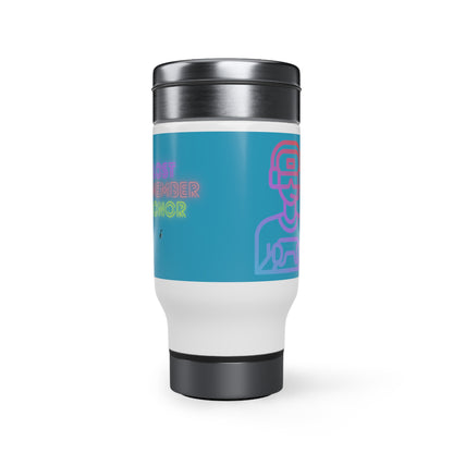 Stainless Steel Travel Mug with Handle, 14oz: Gaming Turquoise