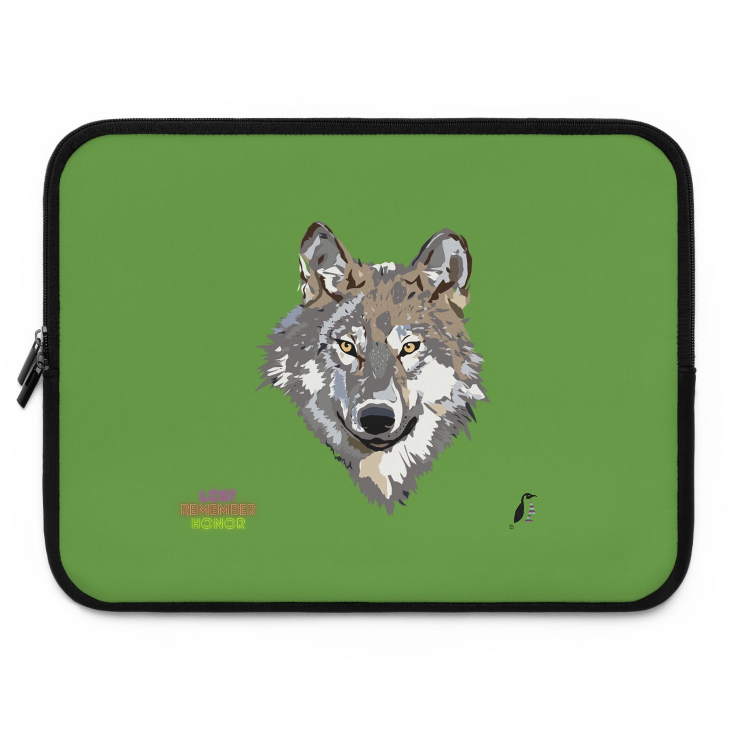 Laptop Sleeve: Wolves Green