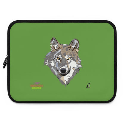 Laptop Sleeve: Wolves Green