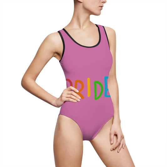 Women's Classic One-Piece Swimsuit: LGBTQ Pride Lite Pink