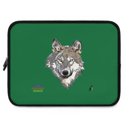 Laptop Sleeve: Wolves Dark Green