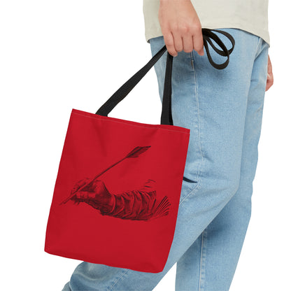 Tote Bag: Writing Dark Red