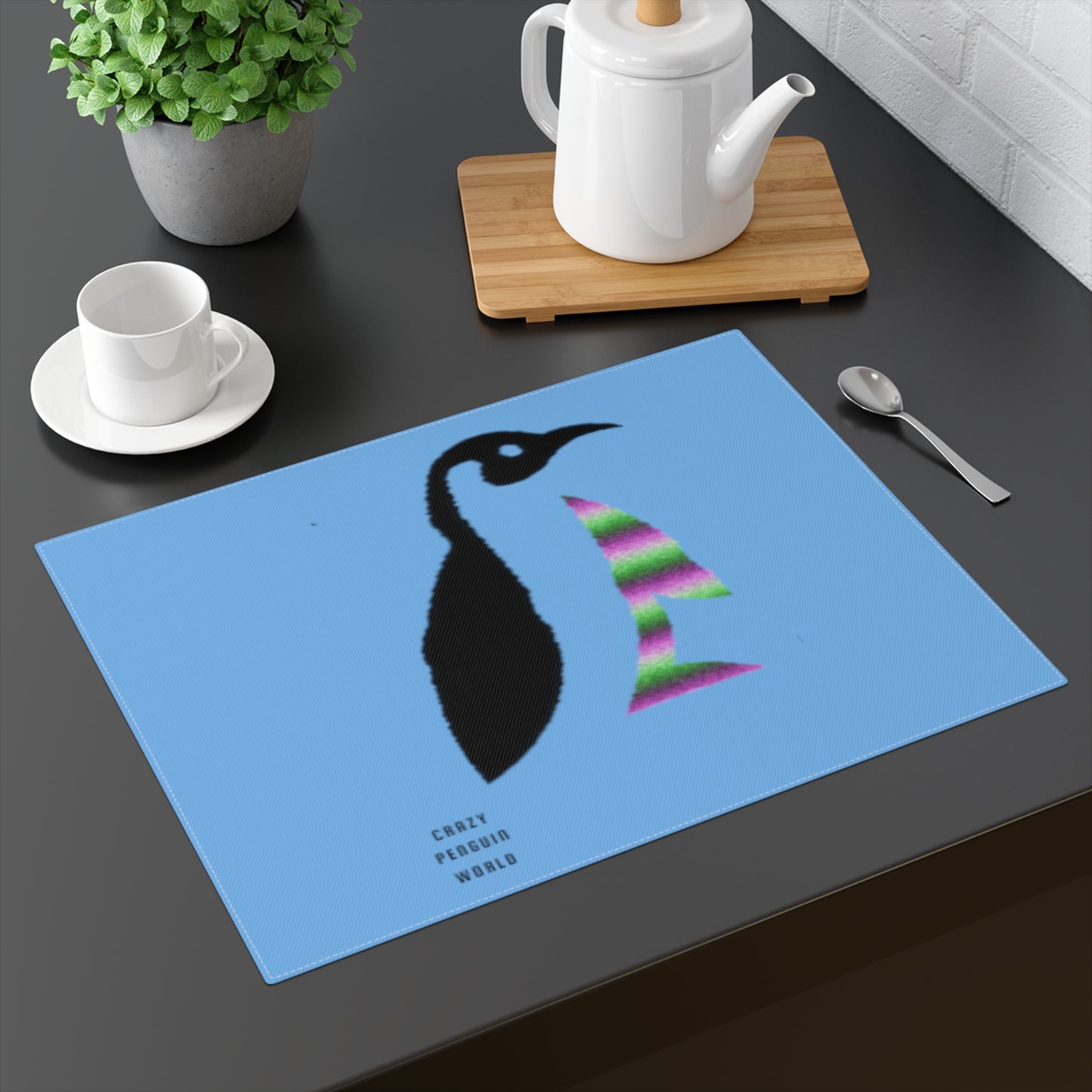 Placemat, 1pc: Crazy Penguin World Logo Lite Blue