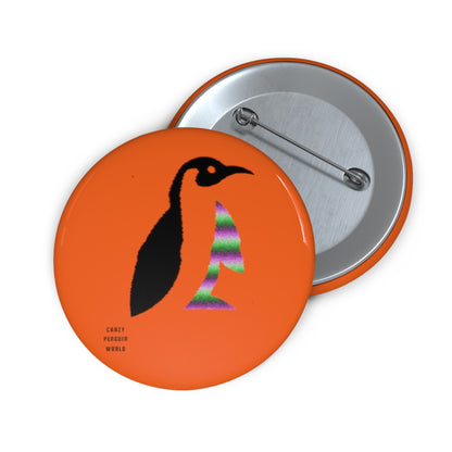 Custom Pin Buttons Crazy Penguin World Logo Orange