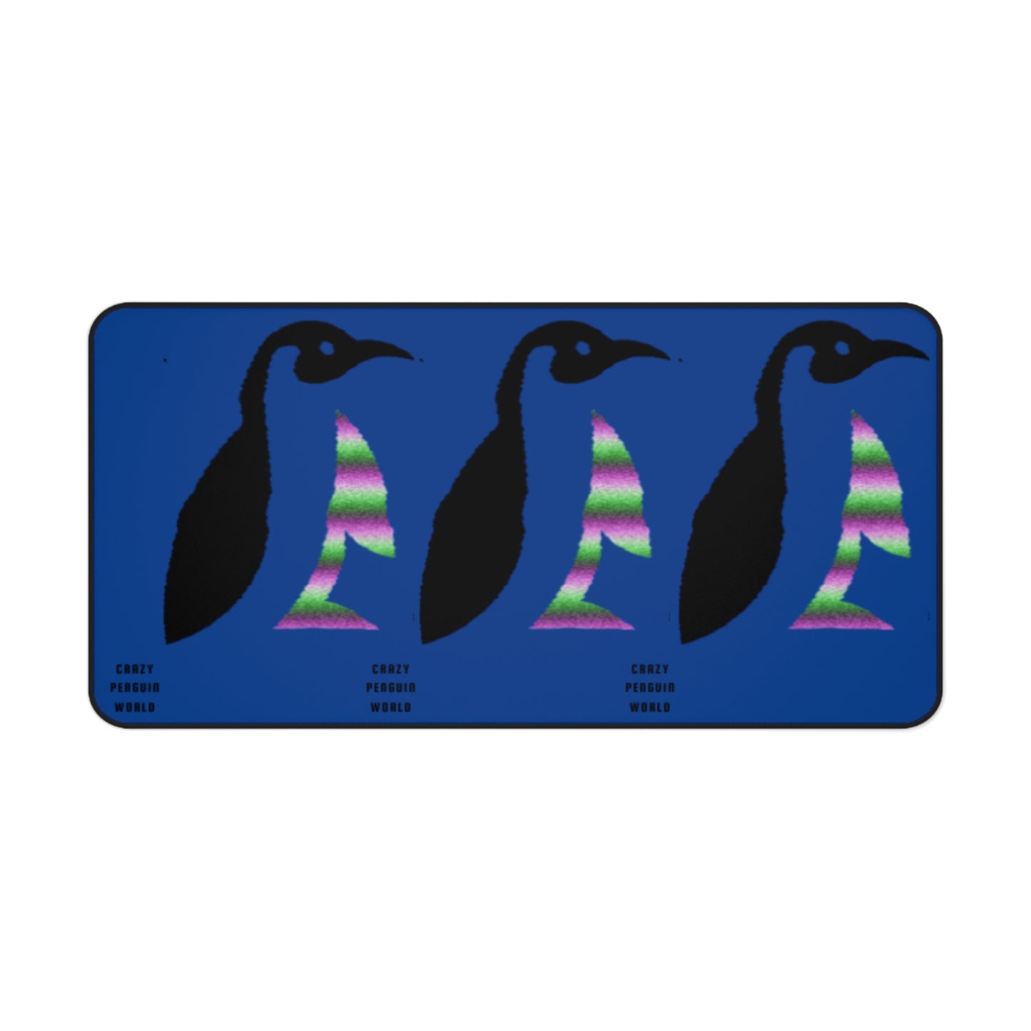 Desk Mat: Crazy Penguin World Logo Dark Blue