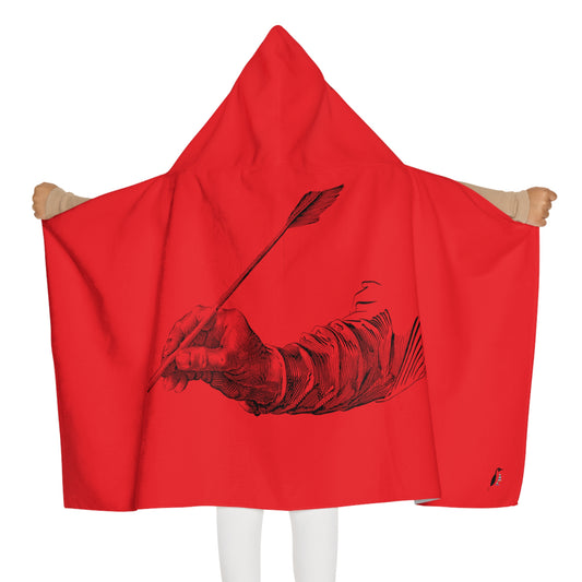 Youth Hooded Towel: Writing Red