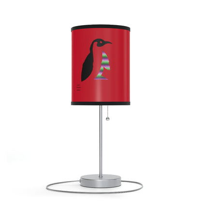 Lamp on a Stand, US|CA plug: Crazy Penguin World Logo Dark Red