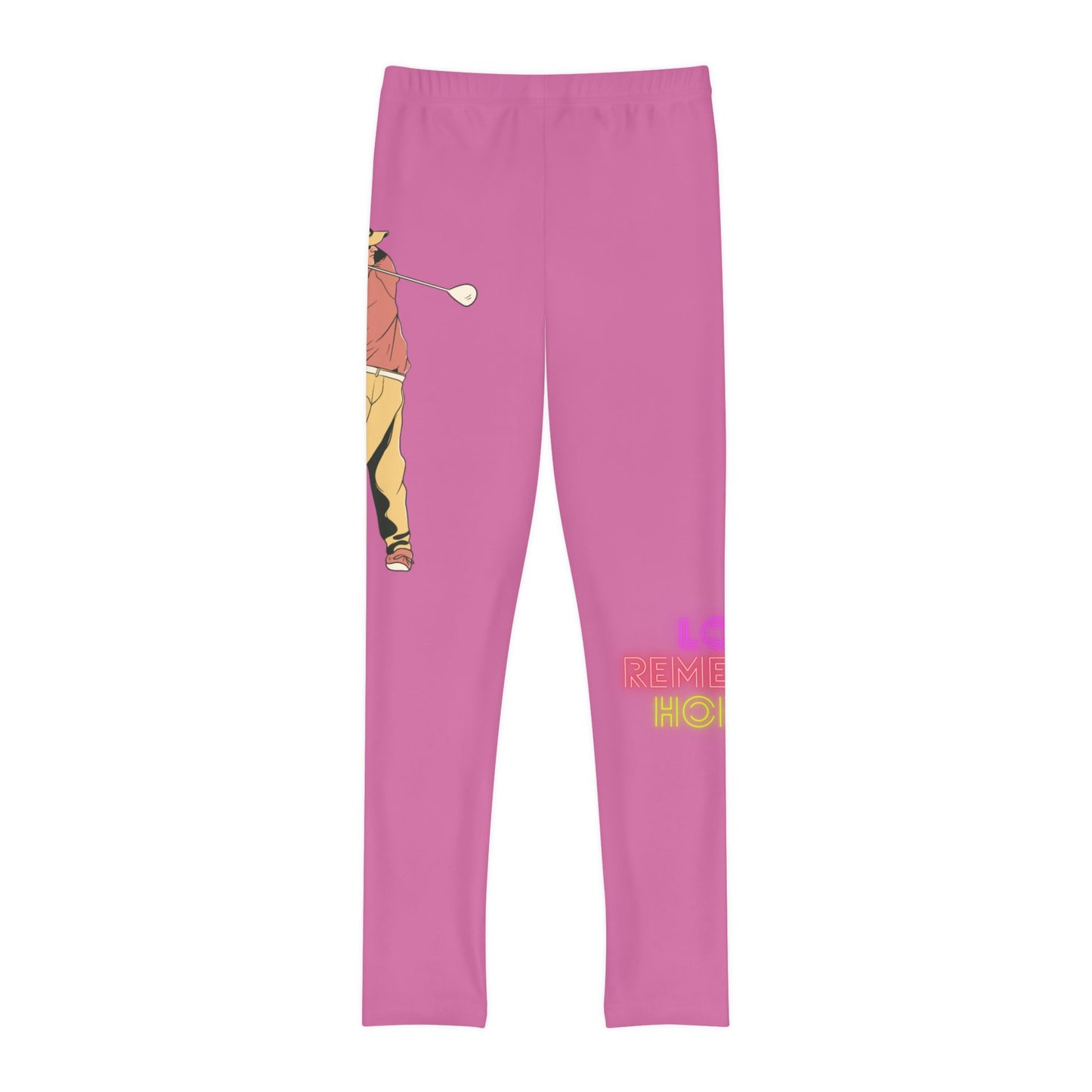 Youth Full-Length Leggings: Golf Lite Pink