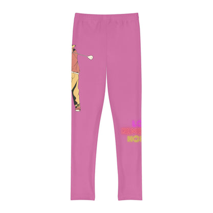 Youth Full-Length Leggings: Golf Lite Pink