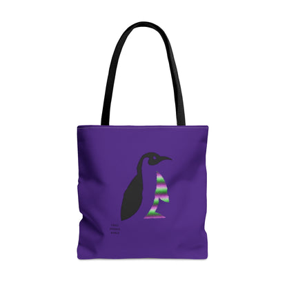 Tote Bag: Crazy Penguin World Logo Purple