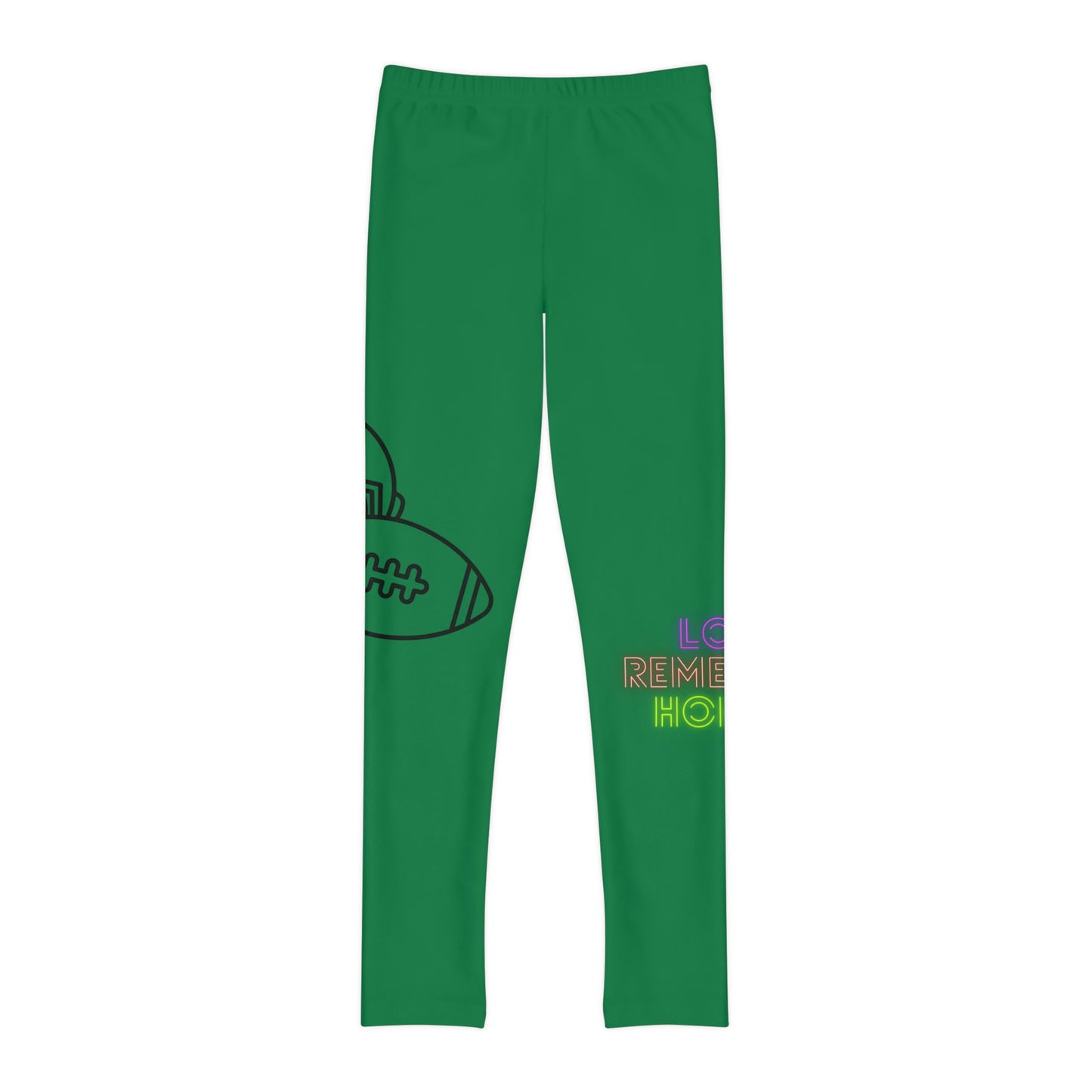 Youth Full-Length Leggings: Football Dark Green