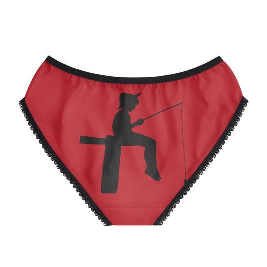 Women's Briefs: Fishing Dark Red