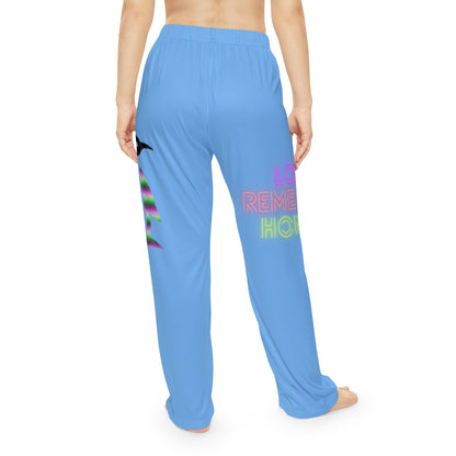 Women's Pajama Pants: Crazy Penguin World Logo Lite Blue