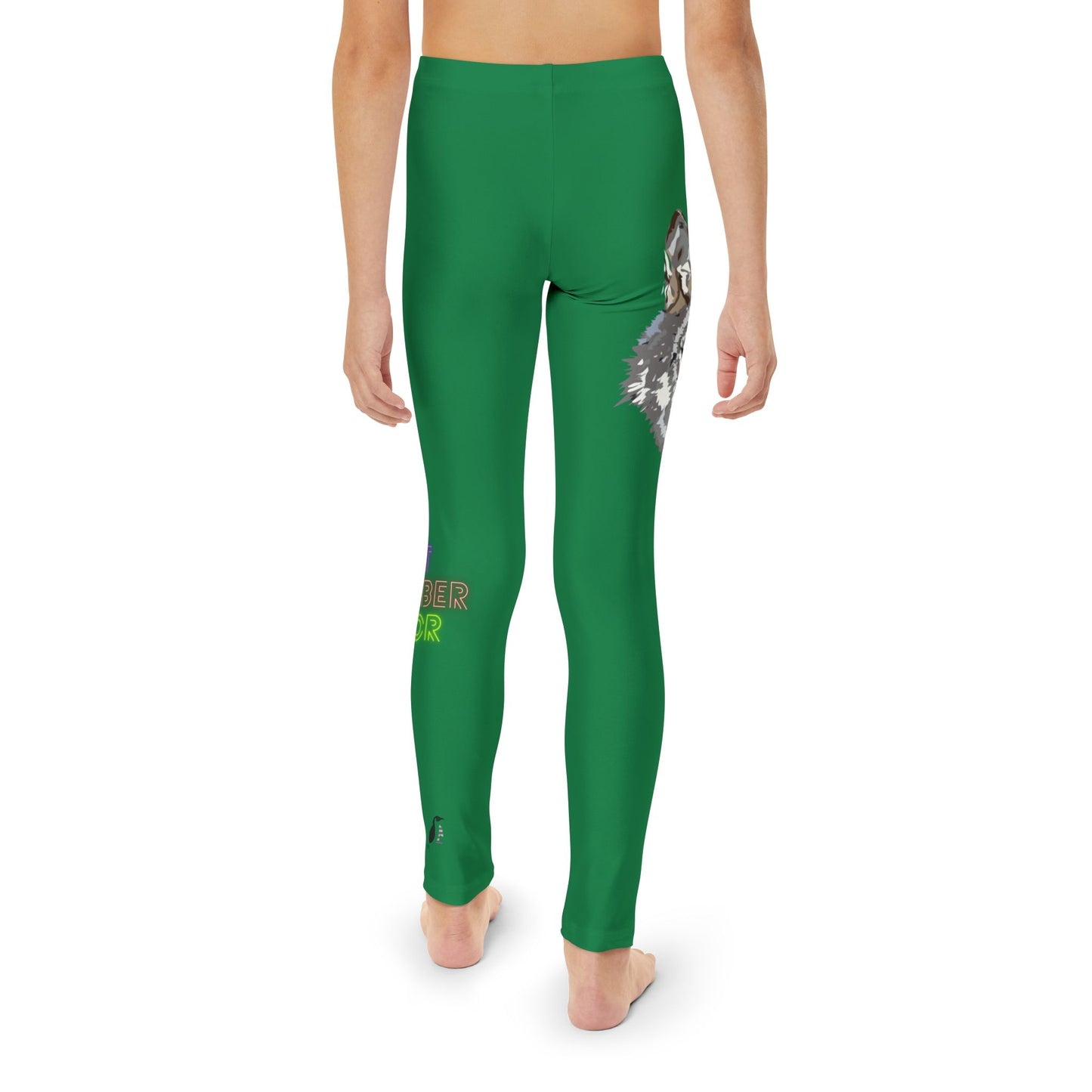 Youth Full-Length Leggings: Wolves Dark Green